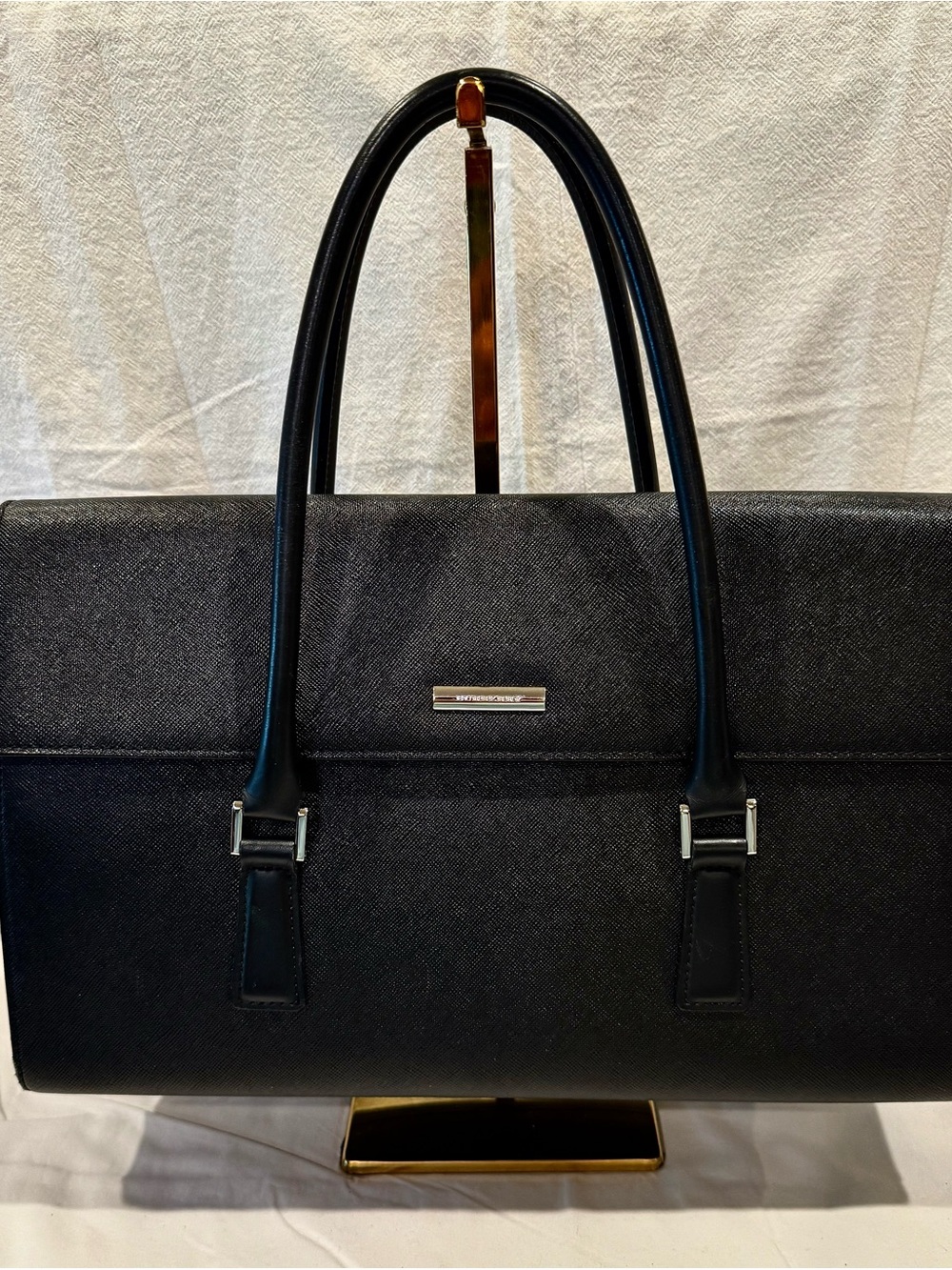 Vintage Burberry Saffiano Leather Tote Or Shoulder Bag